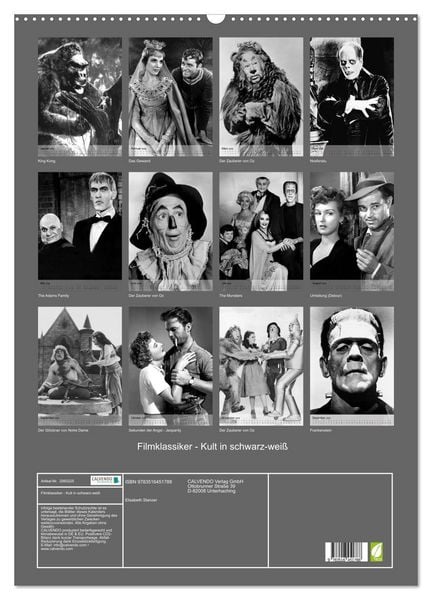 Produktbild: Filmklassiker - Kult in schwarz-wei&szlig; (Wandkalender 2026 DIN A2 hoch), CALVENDO Monatskalender