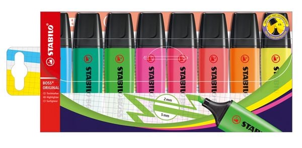Produktbild: STABILO Textmarker -   BOSS ORIGINAL - 8er Pack - mit 8 verschiedenen Farben