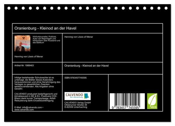 Produktbild: Oranienburg - Kleinod an der Havel (Tischkalender 2026 DIN A5 quer), CALVENDO Monatskalender