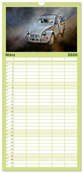 Produktbild: Familienplaner 2026 - Die Ente - Citro&euml;n 2CV mit 5 Spalten (Wandkalender, 21 x 45 cm) CALVENDO