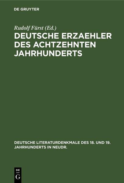 Produktbild: Deutsche Erzaehler des achtzehnten Jahrhunderts
