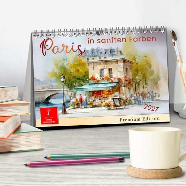 Produktbild: Paris in sanften Farben (Tischkalender 2027 DIN A5 quer), CALVENDO Monatskalender