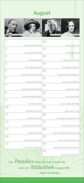 Produktbild: Der literarische Geburtstagskalender - Mit Geburtstagskindern und Zitaten