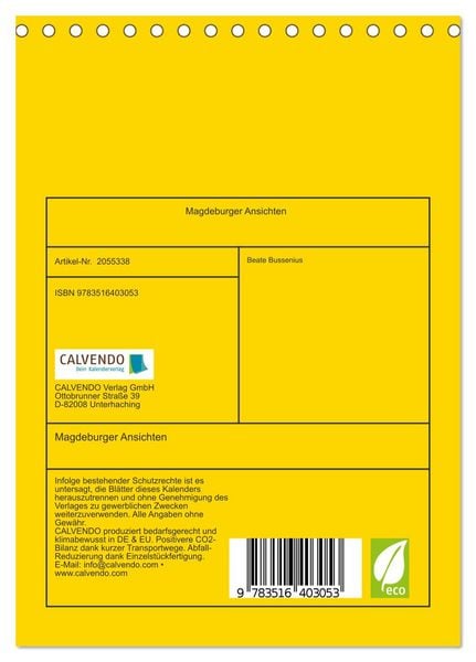 Produktbild: Magdeburger Ansichten (Tischkalender 2026 DIN A5 hoch), CALVENDO Monatskalender