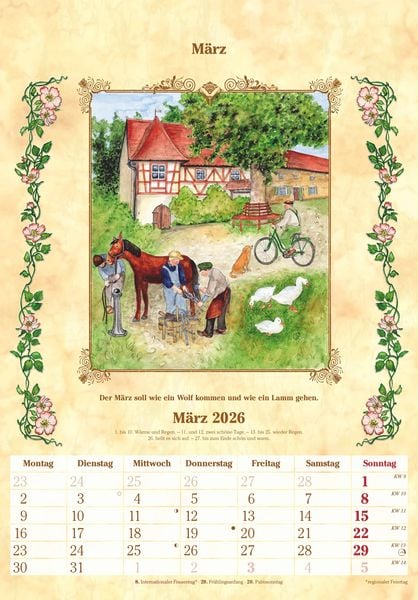Produktbild: Bauernkalender 2026 - Bildkalender 23,7x34 cm - mit Wetterprognosen, Bauernregeln und liebevollen Illustrationen - Wandkalender - Alpha Edition