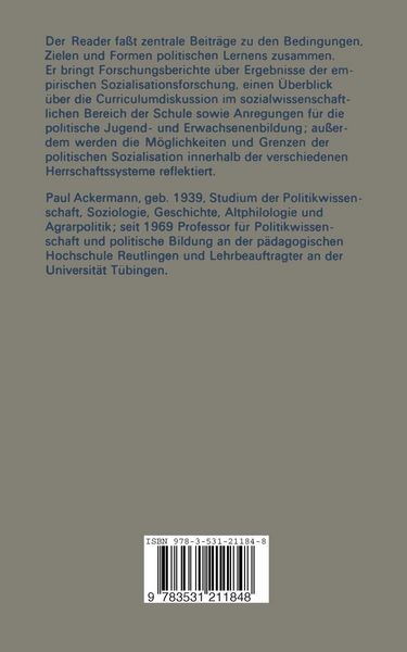 Produktbild: Politische Sozialisation