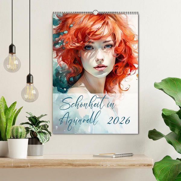 Produktbild: Sch&ouml;nheit in Aquarell (Wandkalender 2026 DIN A2 hoch), CALVENDO Monatskalender