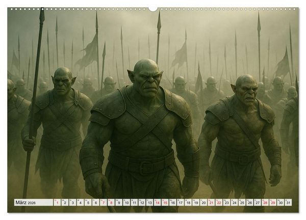Produktbild: Erbe der Orks. Feuer und Schatten (hochwertiger Premium Wandkalender 2026 DIN A2 quer), Kunstdruck in Hochglanz