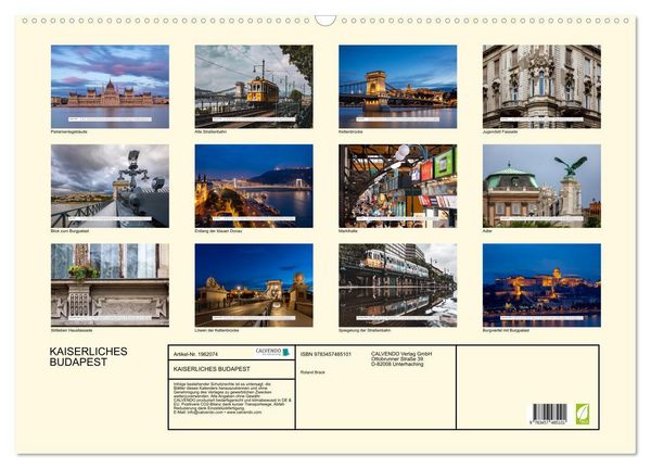 Produktbild: KAISERLICHES BUDAPEST (Wandkalender 2026 DIN A2 quer), CALVENDO Monatskalender