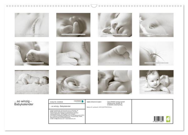 Produktbild: ...so winzig - Babykalender (Wandkalender 2026 DIN A2 quer), CALVENDO Monatskalender