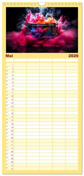 Produktbild: Familienplaner 2026 - Konzert der Farben mit 5 Spalten (Wandkalender, 21 x 45 cm) CALVENDO