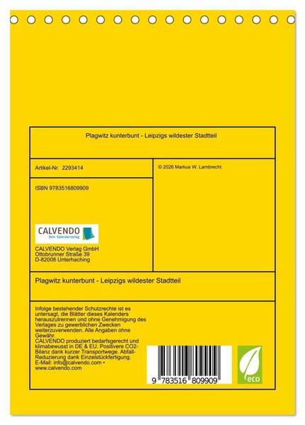 Produktbild: Plagwitz kunterbunt - Leipzigs wildester Stadtteil (Tischkalender 2027 DIN A5 hoch), CALVENDO Monatskalender