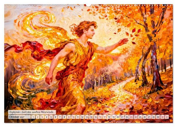 Produktbild: G&ouml;tter der Elemente - Griechische Mythologie Kunstkalender (hochwertiger Premium Wandkalender 2027 DIN A2 quer), Kunstdruck in Hochglanz