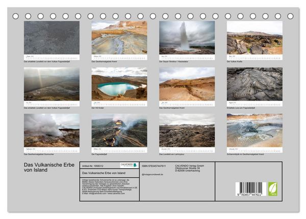 Produktbild: Das Vulkanische Erbe von Island (Tischkalender 2026 DIN A5 quer), CALVENDO Monatskalender
