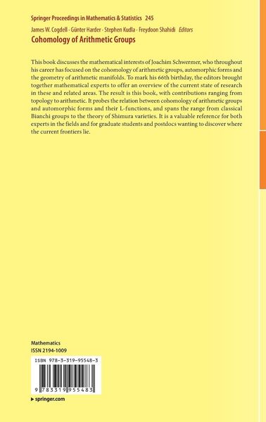 Produktbild: Cohomology of Arithmetic Groups