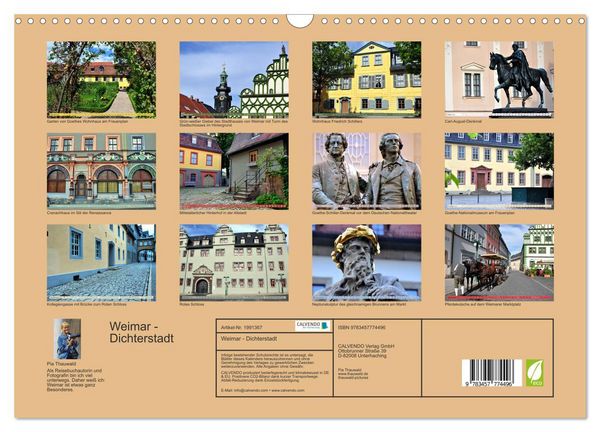 Produktbild: Weimar - Dichterstadt (Wandkalender 2026 DIN A3 quer), CALVENDO Monatskalender