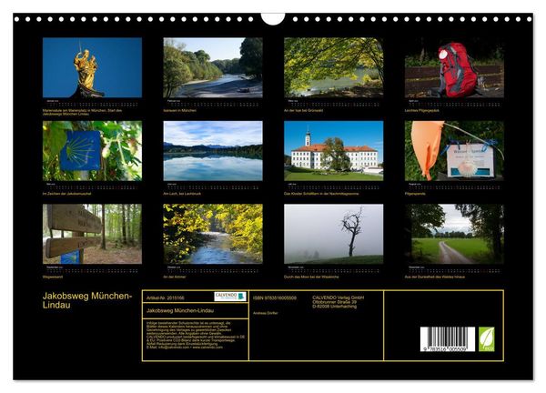 Produktbild: Jakobsweg M&uuml;nchen-Lindau (Wandkalender 2026 DIN A3 quer), CALVENDO Monatskalender