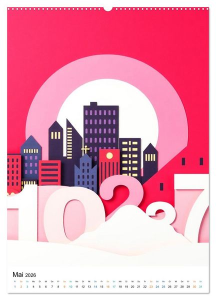Produktbild: Kunterbunte Paperwelt - Buchstaben, Zahlen und Vieles mehr (hochwertiger Premium Wandkalender 2026 DIN A2 hoch), Kunstdruck in Hochglanz