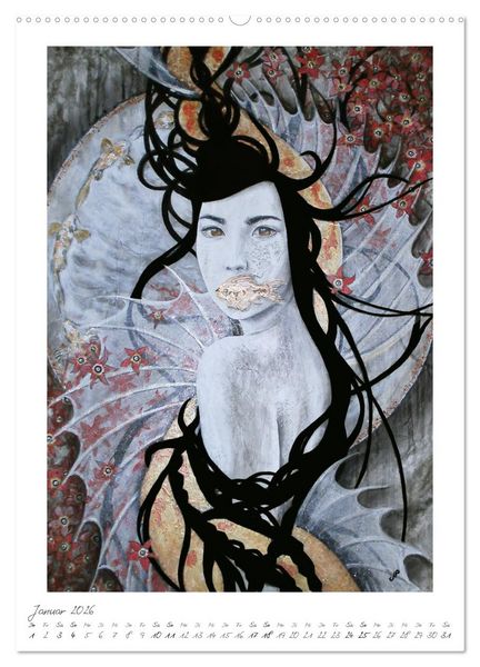 Produktbild: Colourful Women - Fantasy-Frauenportraits in Acryl und Mischtechnik (hochwertiger Premium Wandkalender 2026 DIN A2 hoch), Kunstdruck in Hochglanz