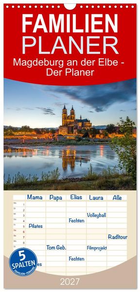 Produktbild: Familienplaner 2027 - Magdeburg an der Elbe - Der Planer mit 5 Spalten (Wandkalender, 21 x 45 cm) CALVENDO