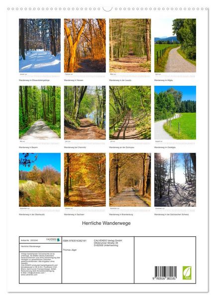 Produktbild: Herrliche Wanderwege (hochwertiger Premium Wandkalender 2026 DIN A2 hoch), Kunstdruck in Hochglanz