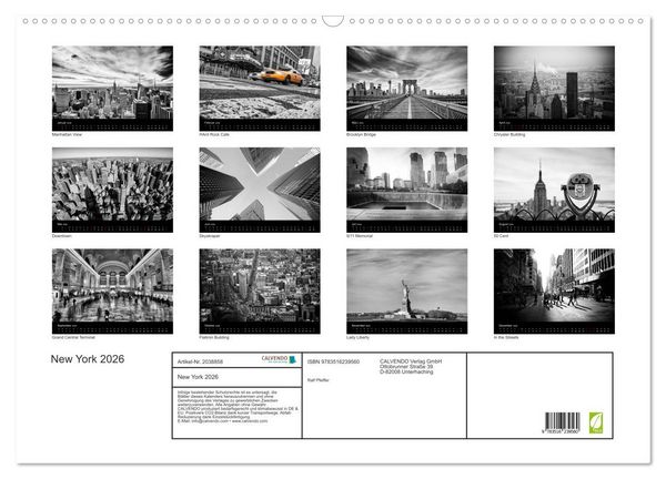 Produktbild: New York 2026 (Wandkalender 2026 DIN A2 quer), CALVENDO Monatskalender