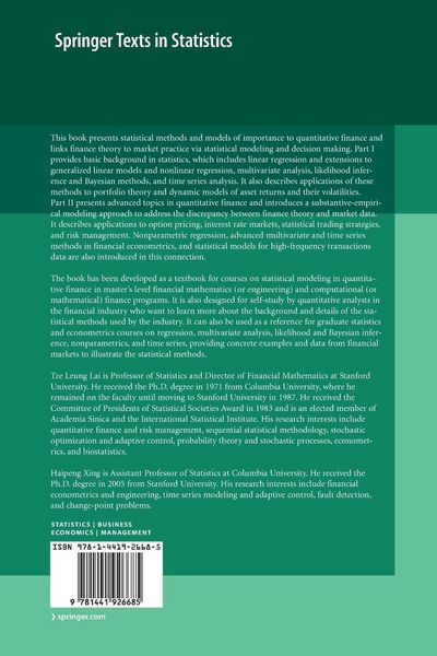 Produktbild: Statistical Models and Methods for Financial Markets