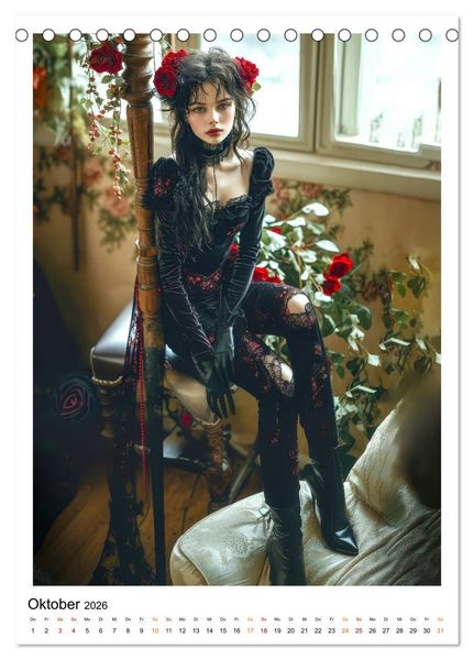 Produktbild: Gothic coole Momente (Tischkalender 2026 DIN A5 hoch), CALVENDO Monatskalender