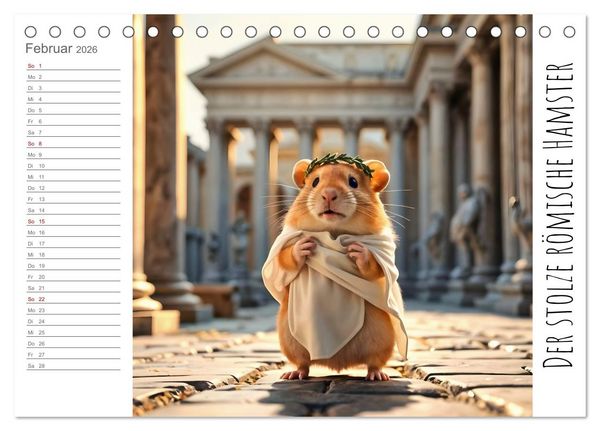 Produktbild: History Hamster - Die Geschichte der Welt in 12 Nagerbildern (Tischkalender 2026 DIN A5 quer), CALVENDO Monatskalender