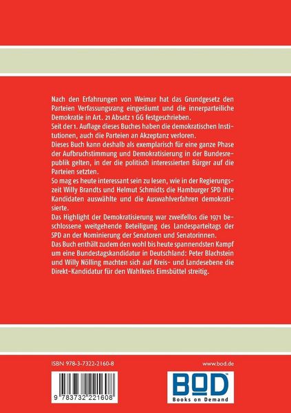 Produktbild: Kandidatenauswahl und innerparteiliche Demokratie in der Hamburger SPD