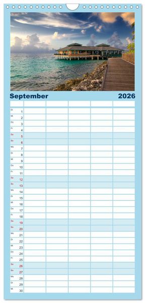 Produktbild: Familienplaner 2026 - Malediven &ndash; Das Paradies im Indischen Ozean III mit 5 Spalten (Wandkalender, 21 x 45 cm) CALVENDO