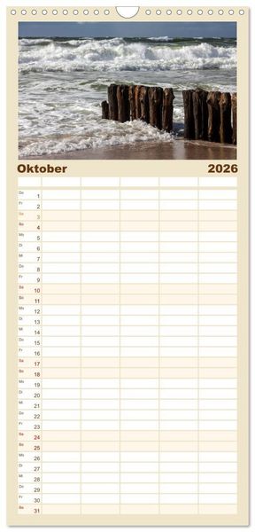 Produktbild: Familienplaner 2026 - Sylt - Strandspaziergang mit 5 Spalten (Wandkalender, 21 x 45 cm) CALVENDO