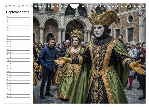 Produktbild: M&auml;rchenhafte Maskerade KI - Karnevalserlebnis in Venedig (Wandkalender 2026 DIN A4 quer), CALVENDO Monatskalender