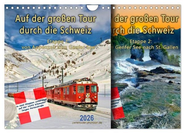 Produktbild: Auf der gro&szlig;en Tour durch die Schweiz, Etappe 1, Appenzell zum Genfer See (Wandkalender 2026 DIN A4 quer), CALVENDO Monatskalender
