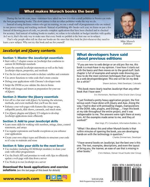 Produktbild: Murach's JavaScript and jQuery (4th Edition)