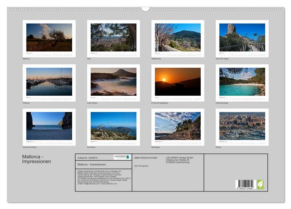 Produktbild: Mallorca - Impressionen (Wandkalender 2026 DIN A2 quer), CALVENDO Monatskalender