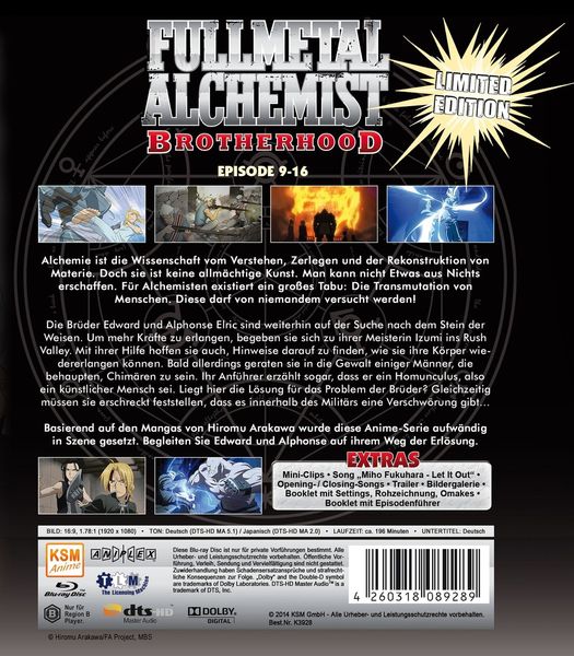Produktbild: Fullmetal Alchemist - Brotherhood Vol. 2/Episode 9-16 [LE]