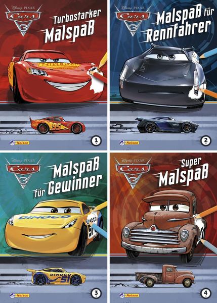 Disney Cars 3: 4er Bundle Malspaß, Taschenbuch von , Nelson, 978-3-8451-0938-1