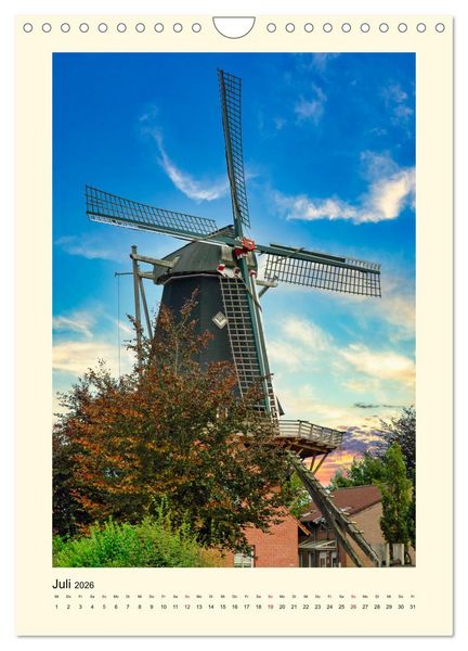Produktbild: Nostalgie Windm&uuml;hlen (Wandkalender 2026 DIN A4 hoch), CALVENDO Monatskalender
