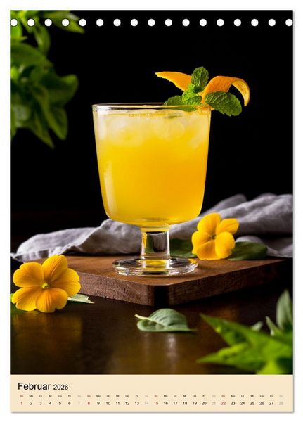 Produktbild: Cocktails mit Blumen und Pflanzen (Tischkalender 2026 DIN A5 hoch), CALVENDO Monatskalender