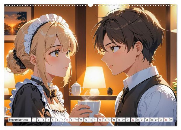 Produktbild: Manga Caf&eacute; Tr&auml;ume - Kawaii Anime-Kalender voller s&uuml;&szlig;er Momente (hochwertiger Premium Wandkalender 2026 DIN A2 quer), Kunstdruck in Hochglanz