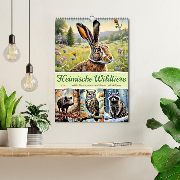 Produktbild: Heimische Wildtiere 2026 (Wandkalender 2026 DIN A3 hoch), CALVENDO Monatskalender