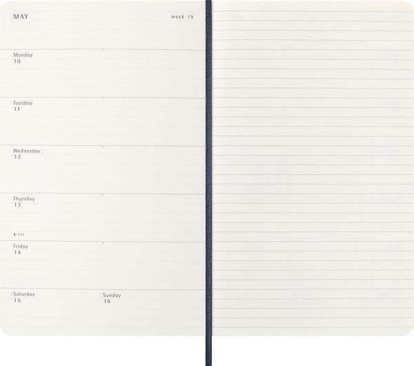 Produktbild: Moleskine 18 Monate Wochen Notizkalender 2026/2027, Large/A5, 1 Wo = 1 Seite, rechts linierte Seite, Weicher Einband, Saphir
