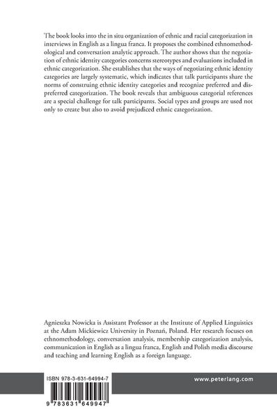 Produktbild: Ethnic Categorization in Interviews in English as a Lingua Franca
