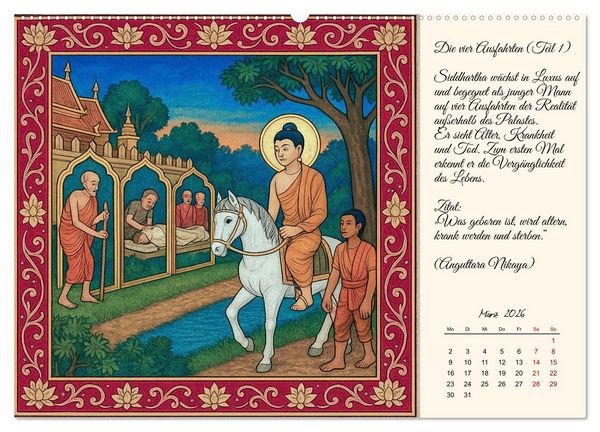 Produktbild: Siddhartas Pfad zum Buddha (Wandkalender 2026 DIN A2 quer), CALVENDO Monatskalender