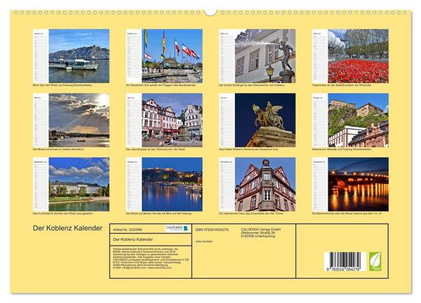 Produktbild: Der Koblenz Kalender (hochwertiger Premium Wandkalender 2026 DIN A2 quer), Kunstdruck in Hochglanz