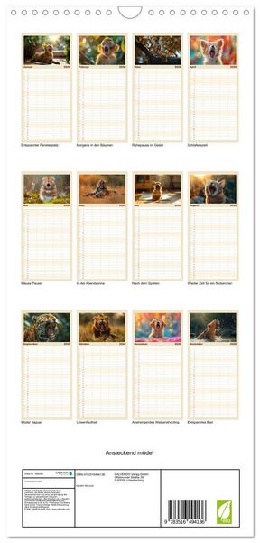 Produktbild: Familienplaner 2026 - Ansteckend m&uuml;de! mit 5 Spalten (Wandkalender, 21 x 45 cm) CALVENDO