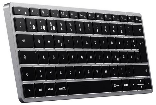 Produktbild: Satechi Slim X1 Mini Bluetooth&reg; Tastatur Deutsch, QWERTZ Anthrazit Multimediatasten, Beleuchtet