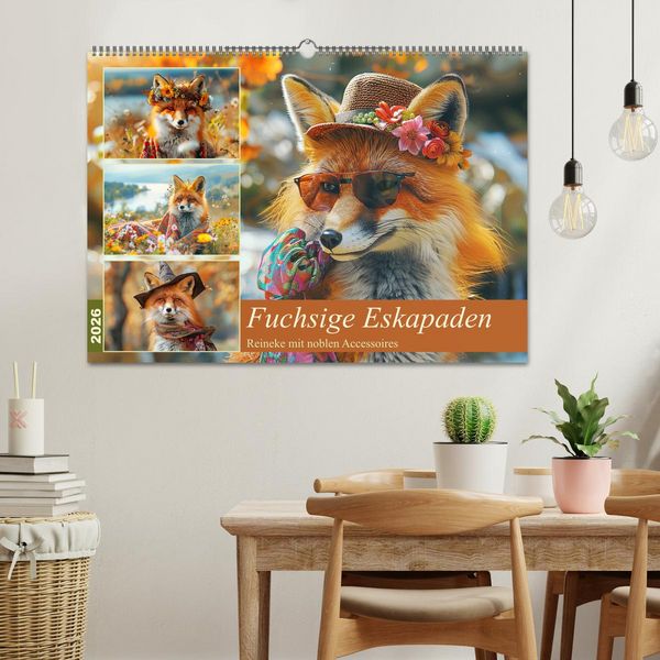 Produktbild: Fuchsige Eskapaden. Reineke mit noblen Accessoires (Wandkalender 2026 DIN A2 quer), CALVENDO Monatskalender