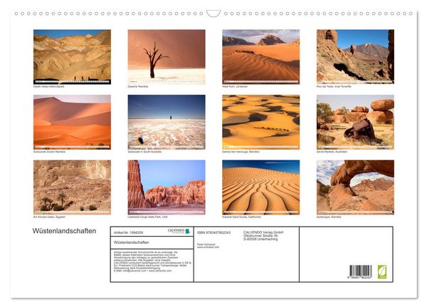 Produktbild: W&uuml;stenlandschaften (Wandkalender 2026 DIN A2 quer), CALVENDO Monatskalender